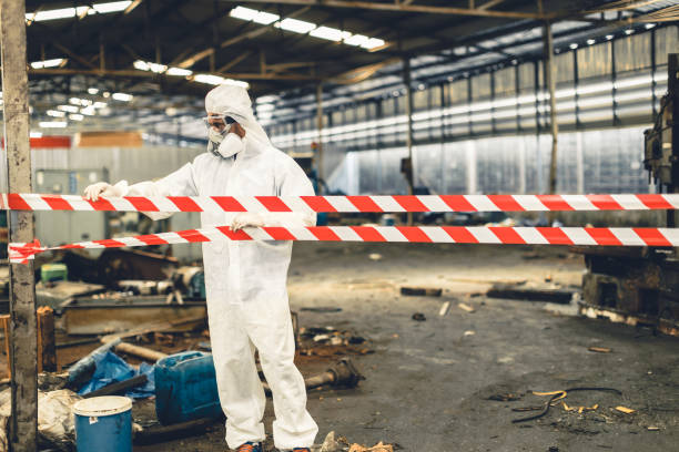 Professional Biohazard Cleanup technician working in New Smyrna Beach, FL